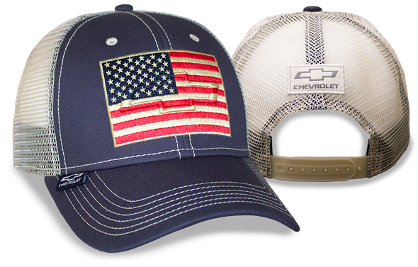 Chevrolet Bowtie American Flag Mesh Hat / Cap