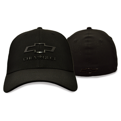 Chevrolet Bowtie Black Chrome Flex Fit Hat / Cap