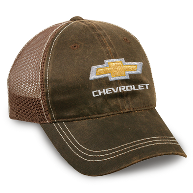 Chevrolet Gold Bowtie Weathered Mesh Hat / Cap
