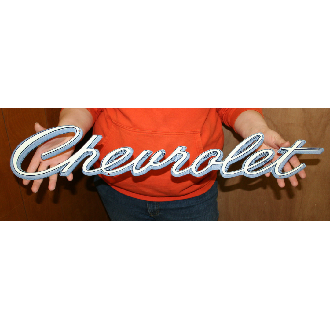Chevrolet Script Emblem Steel Sign | Classic Auto Store Online