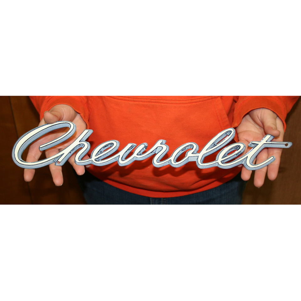 Chevrolet Script Emblem Steel Sign | Classic Auto Store Online
