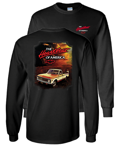 Chevy C10 Truck Heartbeat of America Long Sleeve T-Shirt