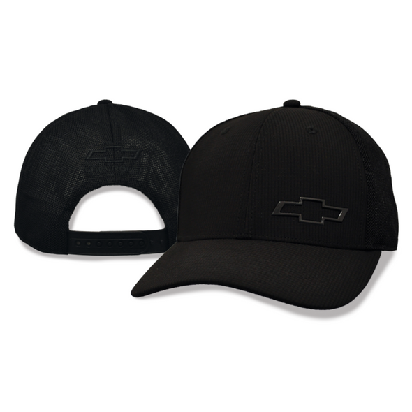 Chevy Bowtie Black Chrome Airtek Snapback Hat / Cap