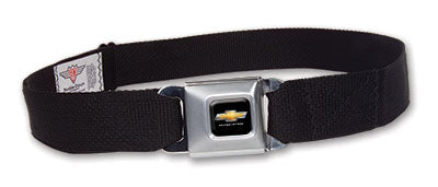 Chevy Racing Gold Bowtie Seatbelt Push Button Pants Belt