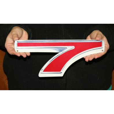 Chevy Vintage Red Number "7" Steel Sign