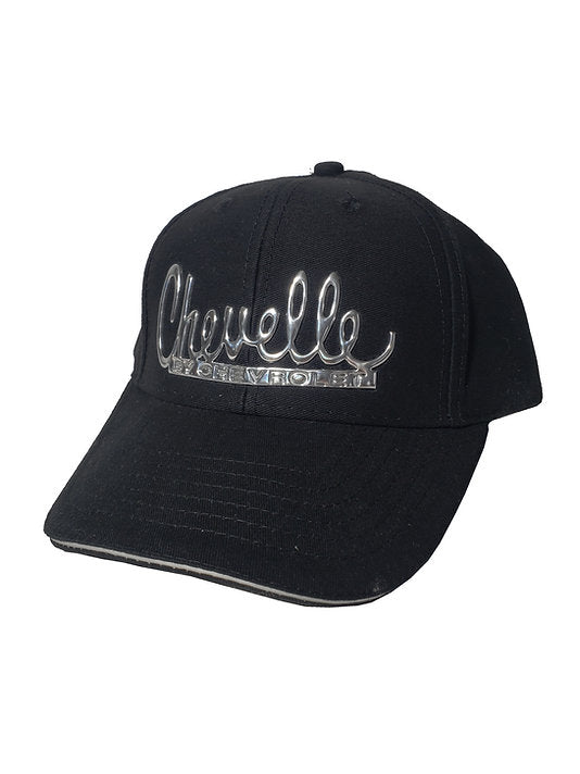 Chevy Chevelle Liquid Metal Logo Black Cap