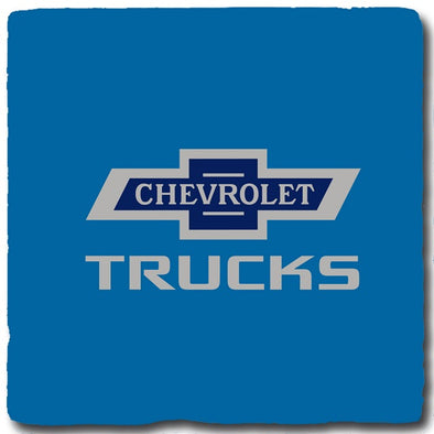 Chevrolet Trucks Bowtie Logo Blue Stone Coaster