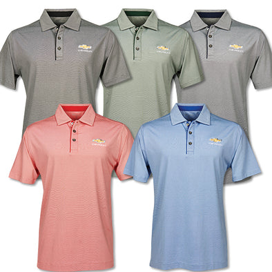 Men's Chevrolet Gold Bowtie Micro Stripe Polo