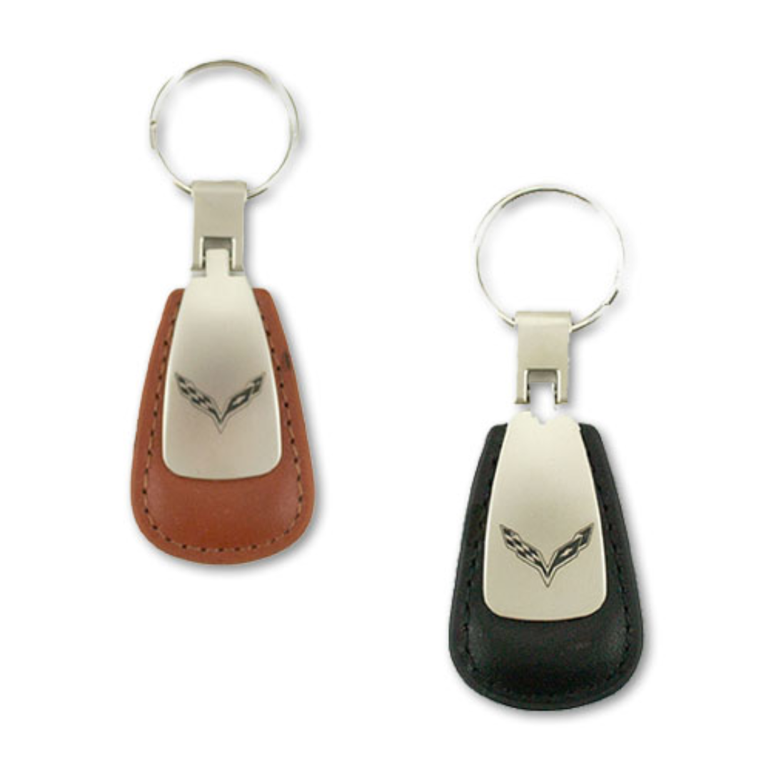 corvette-leather-teardrop-key-tag-DC459 -classic-auto-store-online