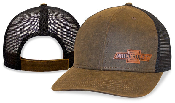 Chevrolet Patch Hat / Cap Faux Leather/Black Mesh Leather