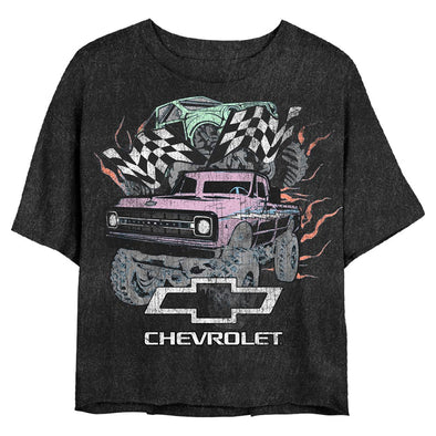 Chevrolet Trucks Pastel Junior's Mineral Wash Crop T-Shirt
