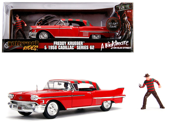 1958 Cadillac Red w/ Freddy Krueger A Nightmare on Elm St 1/24 Diecast