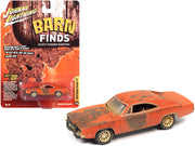 1969-dodge-charger-r-t-orange-unrestored-barn-finds-1-64-diecast-model-car-by-johnny-lightning