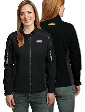 Ladies Chevy Racing Gold Bowtie Soft Shell Jacket
