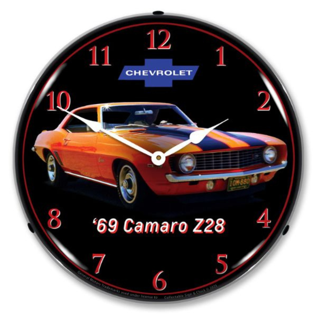 orange-1969-camaro-z28-lighted-clock