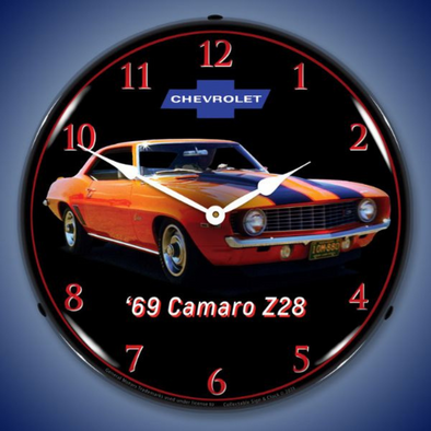 orange-1969-camaro-z28-lighted-clock