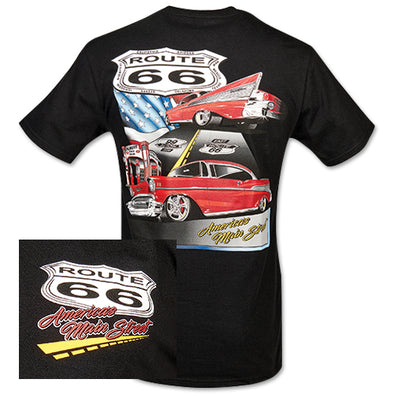 1957-chevy-bel-air-route-66-americas-main-street-t-shirt