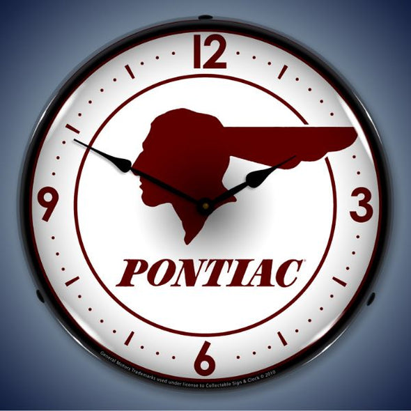 Pontiac Indian Lighted Clock