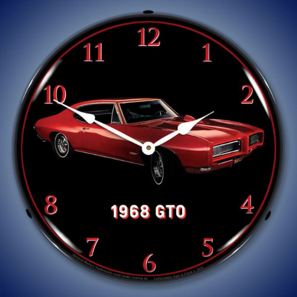Red 1968 Pontiac GTO Lighted Clock
