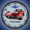 Red 1971 Corvette Lighted Wall Clock