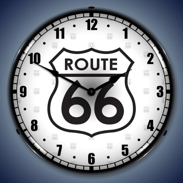 Route 66 Sign Lighted Clock