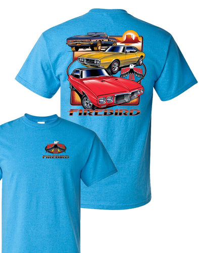 Pontiac Firebird Three Cars Blue T-Shirt
