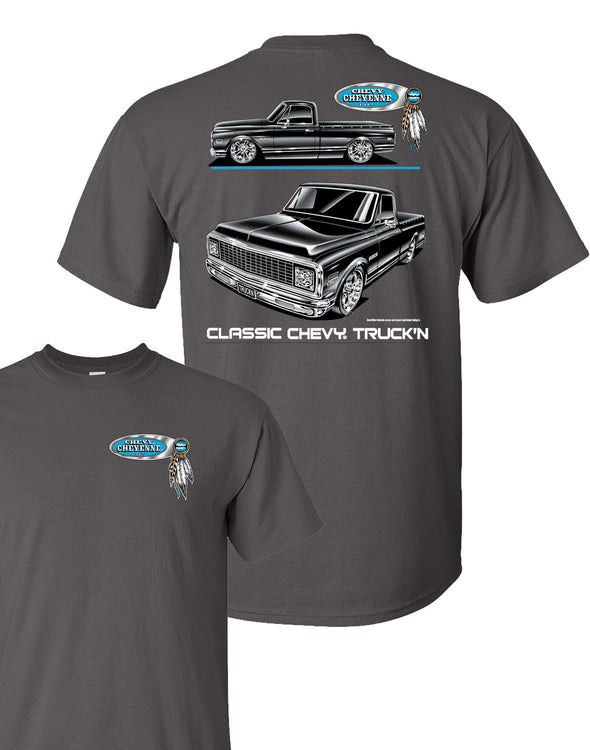 Chevy C10 Cheyenne Truck Blackline Men's T Shirt