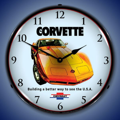 Vintage 1974 C3 Corvette Lighted Wall Clock