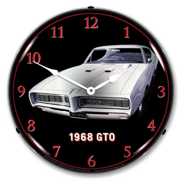 White 1968 Pontiac GTO Lighted Clock